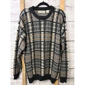 Natural Issue Vintage 90s Geometric Knit Sweater Mens XLT Grandpa Cozy